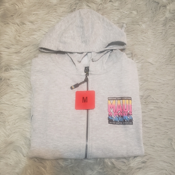 Maui and Sons Full Zip Graphic Light Gray Hoodie - Picture 4 of 4